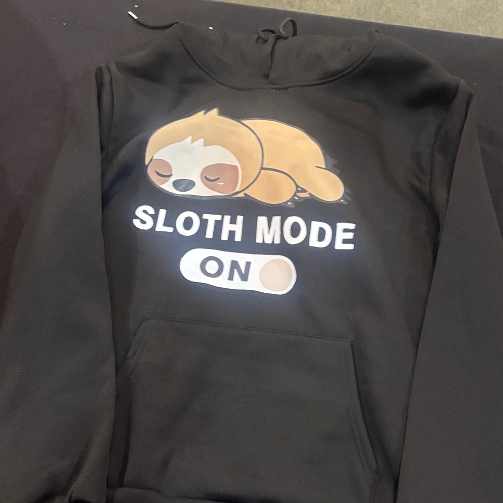 Black Hoodie with Sloth Mode Design